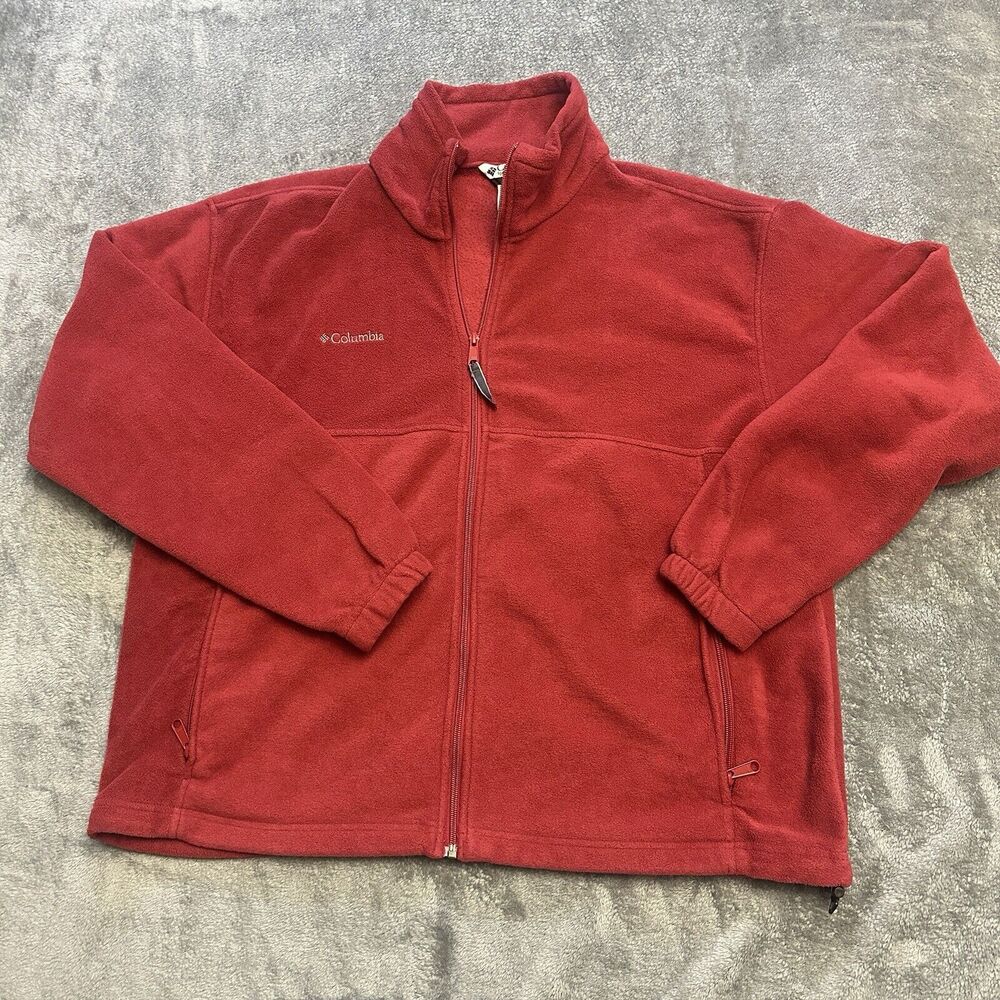 Columbia Sweatshirt Mens XL Red Zip Up Schacket Fleece‎ Outdoors